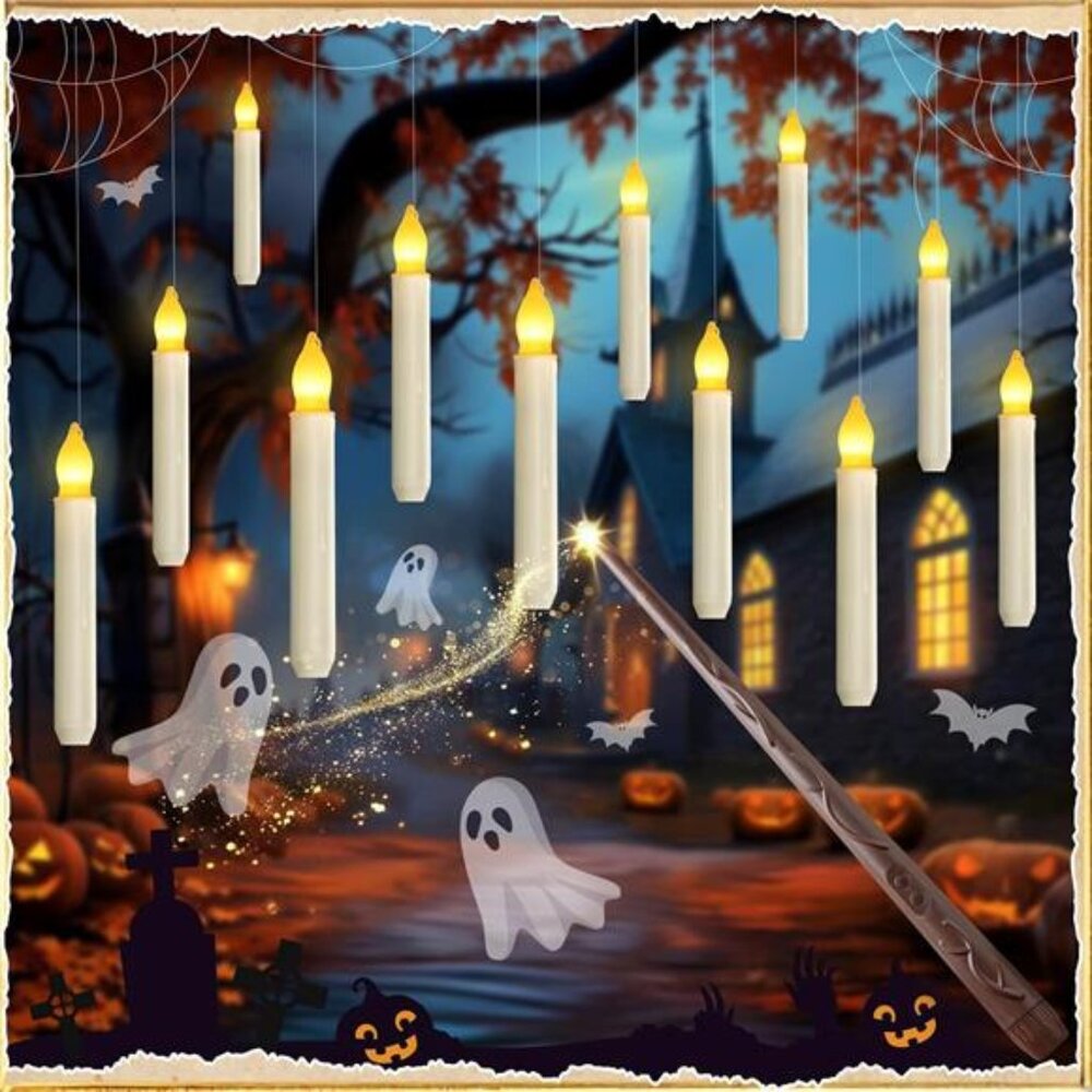 Floating Candle with Wand Remote, 12 Pcs Magical Candlesticks Witch  Decors
